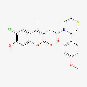 6-chloro-7-methoxy-3-{2-[3-(4-methoxyphenyl)thiomorpholin-4-yl]-2-oxoethyl}-4-methyl-2H-chromen-2-one - 
