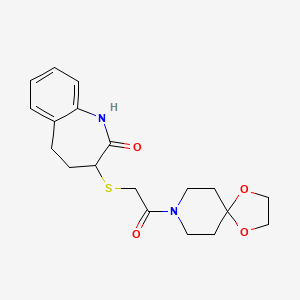 1-(1,4-dioxa-8-azaspiro[4.5]dec-8-yl)-2-[(2-hydroxy-4,5-dihydro-3H-1-benzazepin-3-yl)sulfanyl]ethanone - 