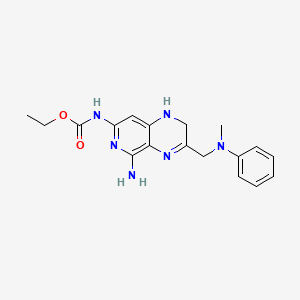Ethyl (5-amino-3-((methyl(phenyl)amino)methyl)-1,2-dihydropyrido[3,4-b]pyrazin-7-yl)carbamate - 80434-77-1