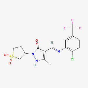 (4E)-4-({[2-chloro-5-(trifluoromethyl)phenyl]amino}methylidene)-2-(1,1-dioxidotetrahydrothiophen-3-yl)-5-methyl-2,4-dihydro-3H-pyrazol-3-one - 