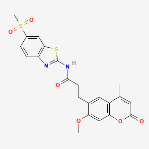 3-(7-methoxy-4-methyl-2-oxo-2H-chromen-6-yl)-N-[6-(methylsulfonyl)-1,3-benzothiazol-2-yl]propanamide - 