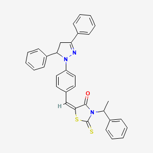(5E)-5-[4-(3,5-diphenyl-4,5-dihydro-1H-pyrazol-1-yl)benzylidene]-3-(1-phenylethyl)-2-thioxo-1,3-thiazolidin-4-one - 