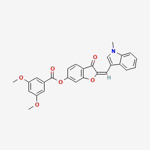 (2E)-2-[(1-methyl-1H-indol-3-yl)methylidene]-3-oxo-2,3-dihydro-1-benzofuran-6-yl 3,5-dimethoxybenzoate - 