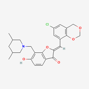 (2Z)-2-[(6-chloro-4H-1,3-benzodioxin-8-yl)methylidene]-7-[(3,5-dimethylpiperidin-1-yl)methyl]-6-hydroxy-1-benzofuran-3(2H)-one - 
