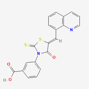 3-[(5Z)-4-oxo-5-(quinolin-8-ylmethylidene)-2-thioxo-1,3-thiazolidin-3-yl]benzoic acid - 