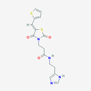 3-[(5Z)-2,4-dioxo-5-(thiophen-2-ylmethylidene)-1,3-thiazolidin-3-yl]-N-[2-(1H-imidazol-4-yl)ethyl]propanamide - 