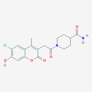 1-[(6-chloro-7-hydroxy-4-methyl-2-oxo-2H-chromen-3-yl)acetyl]piperidine-4-carboxamide - 