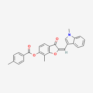 (2E)-7-methyl-2-[(1-methyl-1H-indol-3-yl)methylidene]-3-oxo-2,3-dihydro-1-benzofuran-6-yl 4-methylbenzoate - 