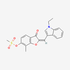 (2E)-2-[(1-ethyl-1H-indol-3-yl)methylidene]-7-methyl-3-oxo-2,3-dihydro-1-benzofuran-6-yl methanesulfonate - 