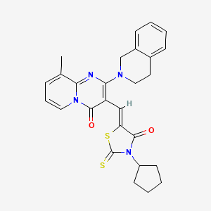 3-[(Z)-(3-cyclopentyl-4-oxo-2-thioxo-1,3-thiazolidin-5-ylidene)methyl]-2-(3,4-dihydroisoquinolin-2(1H)-yl)-9-methyl-4H-pyrido[1,2-a]pyrimidin-4-one - 
