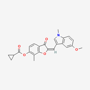 (2E)-2-[(5-methoxy-1-methyl-1H-indol-3-yl)methylidene]-7-methyl-3-oxo-2,3-dihydro-1-benzofuran-6-yl cyclopropanecarboxylate - 