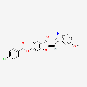(2E)-2-[(5-methoxy-1-methyl-1H-indol-3-yl)methylidene]-3-oxo-2,3-dihydro-1-benzofuran-6-yl 4-chlorobenzoate - 