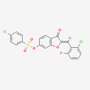 (2Z)-2-(2-chloro-6-fluorobenzylidene)-3-oxo-2,3-dihydro-1-benzofuran-6-yl 4-chlorobenzenesulfonate - 