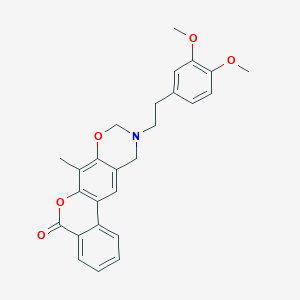 10-[2-(3,4-dimethoxyphenyl)ethyl]-7-methyl-10,11-dihydro-5H,9H-benzo[3,4]chromeno[6,7-e][1,3]oxazin-5-one - 