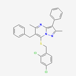 6-Benzyl-7-[(2,4-dichlorobenzyl)sulfanyl]-2,5-dimethyl-3-phenylpyrazolo[1,5-a]pyrimidine - 