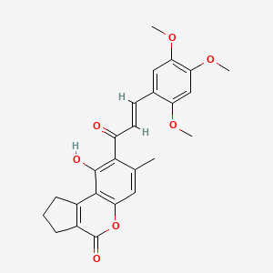 9-hydroxy-7-methyl-8-[(2E)-3-(2,4,5-trimethoxyphenyl)prop-2-enoyl]-2,3-dihydrocyclopenta[c]chromen-4(1H)-one - 