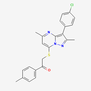 2-{[3-(4-Chlorophenyl)-2,5-dimethylpyrazolo[1,5-a]pyrimidin-7-yl]sulfanyl}-1-(4-methylphenyl)ethanone - 