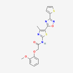 2-(2-methoxyphenoxy)-N-[(2Z)-4-methyl-5-[3-(thiophen-2-yl)-1,2,4-oxadiazol-5-yl]-1,3-thiazol-2(3H)-ylidene]acetamide - 