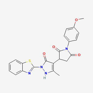 3-[1-(1,3-benzothiazol-2-yl)-5-hydroxy-3-methyl-1H-pyrazol-4-yl]-1-(4-methoxyphenyl)pyrrolidine-2,5-dione - 