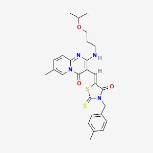 7-methyl-3-{(Z)-[3-(4-methylbenzyl)-4-oxo-2-thioxo-1,3-thiazolidin-5-ylidene]methyl}-2-{[3-(propan-2-yloxy)propyl]amino}-4H-pyrido[1,2-a]pyrimidin-4-one - 