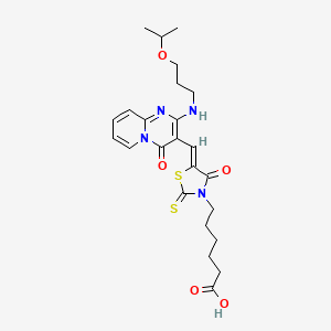 6-{(5Z)-4-oxo-5-[(4-oxo-2-{[3-(propan-2-yloxy)propyl]amino}-4H-pyrido[1,2-a]pyrimidin-3-yl)methylidene]-2-thioxo-1,3-thiazolidin-3-yl}hexanoic acid - 