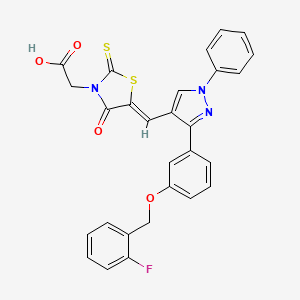 {(5Z)-5-[(3-{3-[(2-fluorobenzyl)oxy]phenyl}-1-phenyl-1H-pyrazol-4-yl)methylidene]-4-oxo-2-thioxo-1,3-thiazolidin-3-yl}acetic acid - 