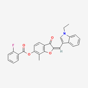(2E)-2-[(1-ethyl-1H-indol-3-yl)methylidene]-7-methyl-3-oxo-2,3-dihydro-1-benzofuran-6-yl 2-fluorobenzoate - 