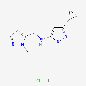 5-cyclopropyl-2-methyl-N-[(2-methylpyrazol-3-yl)methyl]pyrazol-3-amine;hydrochloride - 