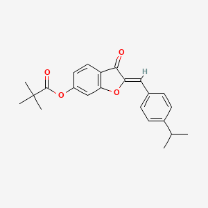 (2Z)-3-oxo-2-[4-(propan-2-yl)benzylidene]-2,3-dihydro-1-benzofuran-6-yl 2,2-dimethylpropanoate - 