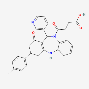 4-[1-hydroxy-3-(4-methylphenyl)-11-(pyridin-3-yl)-2,3,4,11-tetrahydro-10H-dibenzo[b,e][1,4]diazepin-10-yl]-4-oxobutanoic acid - 