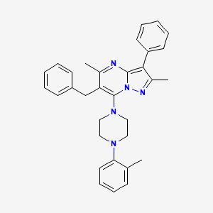 6-Benzyl-2,5-dimethyl-7-[4-(2-methylphenyl)piperazin-1-yl]-3-phenylpyrazolo[1,5-a]pyrimidine - 