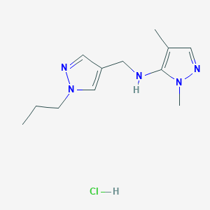2,4-dimethyl-N-[(1-propylpyrazol-4-yl)methyl]pyrazol-3-amine;hydrochloride - 