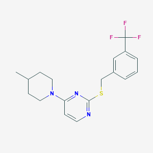 4-(4-Methylpiperidin-1-yl)-2-{[3-(trifluoromethyl)benzyl]sulfanyl}pyrimidine - 
