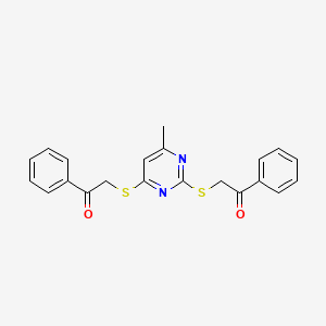 2-[6-Methyl-2-(2-oxo-2-phenyl-ethylsulfanyl)-pyrimidin-4-ylsulfanyl]-1-phenyl-ethanone - 