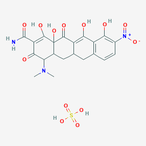 4-(dimethylamino)-1,10,11,12a-tetrahydroxy-9-nitro-3,12-dioxo-4a,5,5a,6-tetrahydro-4H-tetracene-2-carboxamide;sulfuric acid - 