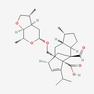 1,4-Methano-s-indacene-3a(1H)-carboxylic acid, 4-formyl-8a-((((3R,3aR,5R,7R,7aS)-hexahydro-3,7-dimethyl-2H-furo(2,3-c)pyran-5-yl)oxy)methyl)-4,4a,5,6,7,7a,8,8a-octahydro-7-methyl-3-(1-methylethyl)-,(1R,3aR,4S,4aR,7R,7aR,8aS)- - 179464-93-8