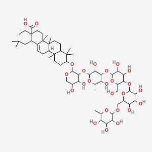10-[3-[4-[3,4-dihydroxy-6-(hydroxymethyl)-5-[3,4,5-trihydroxy-6-[(3,4,5-trihydroxy-6-methyloxan-2-yl)oxymethyl]oxan-2-yl]oxyoxan-2-yl]oxy-3,5-dihydroxy-6-methyloxan-2-yl]oxy-4,5-dihydroxyoxan-2-yl]oxy-2,2,6a,6b,9,9,12a-heptamethyl-1,3,4,5,6,6a,7,8,8a,10,11,12,13,14b-tetradecahydropicene-4a-carboxylic acid - 