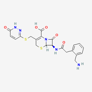 (6R,7R)-7-(2-(2-(Aminomethyl)phenyl)acetamido)-8-oxo-3-(((6-oxo-1,6-dihydropyridazin-3-yl)thio)methyl)-5-thia-1-azabicyclo[4.2.0]oct-2-ene-2-carboxylicacid - 52786-87-5