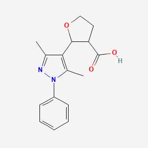 2-(3,5-dimethyl-1-phenyl-1H-pyrazol-4-yl)oxolane-3-carboxylic acid - 