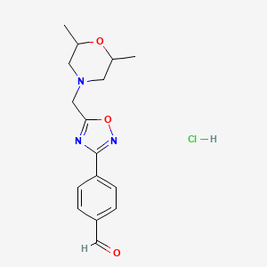 4-(5-(((2R,6S)-2,6-Dimethylmorpholino)methyl)-1,2,4-oxadiazol-3-yl)benzaldehyde hydrochloride - 