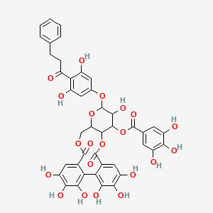 [13-[3,5-Dihydroxy-4-(3-phenylpropanoyl)phenoxy]-3,4,5,12,21,22,23-heptahydroxy-8,18-dioxo-9,14,17-trioxatetracyclo[17.4.0.02,7.010,15]tricosa-1(23),2,4,6,19,21-hexaen-11-yl] 3,4,5-trihydroxybenzoate - 