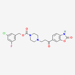 3-Chloro-5-fluorobenzyl 4-(3-oxo-3-(2-oxo-2,3-dihydrobenzo[d]oxazol-6-yl)propyl)piperazine-1-carboxylate - 