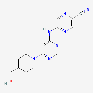 5-((6-(4-(Hydroxymethyl)piperidin-1-yl)pyrimidin-4-yl)amino)pyrazine-2-carbonitrile - 
