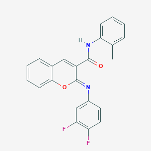 (2Z)-2-[(3,4-difluorophenyl)imino]-N-(2-methylphenyl)-2H-chromene-3-carboxamide - 