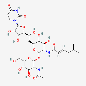 (E)-N-[(3S,4S,6S)-2-[(2R,4R,5S)-3-acetamido-4,5-dihydroxy-6-(hydroxymethyl)oxan-2-yl]oxy-6-[2-[(2R,3R,5R)-5-(2,4-dioxo-1,3-diazinan-1-yl)-3,4-dihydroxyoxolan-2-yl]-2-hydroxyethyl]-4,5-dihydroxyoxan-3-yl]-5-methylhex-2-enamide - 
