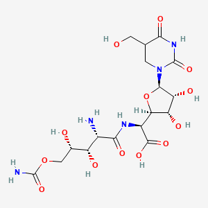 (2S)-2-[[(2S,3S,4S)-2-amino-5-carbamoyloxy-3,4-dihydroxypentanoyl]amino]-2-[(2R,3S,4R,5R)-3,4-dihydroxy-5-[5-(hydroxymethyl)-2,4-dioxo-1,3-diazinan-1-yl]oxolan-2-yl]acetic acid - 