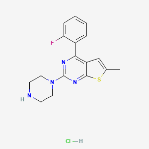 Thieno(2,3-d)pyrimidine, 4-(2-fluorophenyl)-6-methyl-2-(1-piperazinyl)-, monohydrochloride - 99487-26-0