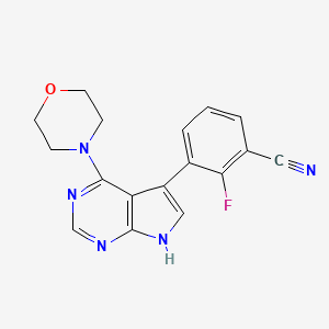 2-fluoro-3-(4-morpholin-4-yl-7H-pyrrolo[2,3-d]pyrimidin-5-yl)benzonitrile - 