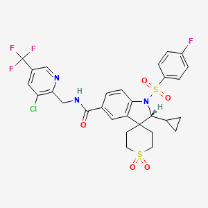 (2R)-N-[[3-chloro-5-(trifluoromethyl)pyridin-2-yl]methyl]-2-cyclopropyl-1-(4-fluorophenyl)sulfonyl-1',1'-dioxospiro[2H-indole-3,4'-thiane]-5-carboxamide - 