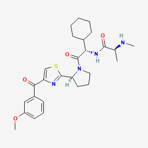 (2S)-N-[(1S)-1-cyclohexyl-2-[(2S)-2-[4-(3-methoxybenzoyl)-1,3-thiazol-2-yl]pyrrolidin-1-yl]-2-oxoethyl]-2-(methylamino)propanamide - 